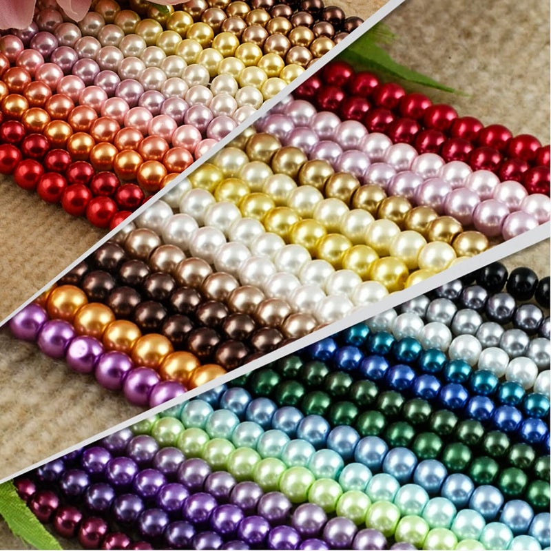 Wavlakth Grey Pearl Beads for Jewelry Making  1750pcs Grey Pearl Craft Bead with Hole 4mm 6mm 8mm 10mm 12mm Loose Spacer Bead for Necklace Bracelet Earrings Ring Choker Wedding Dress Decor (Grey) - Image 3